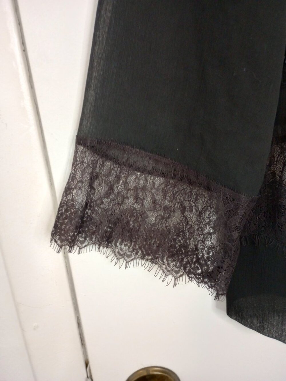 Chico's Black Sheer Lattice Lace Dark Romantic Top - Picture 3 of 7